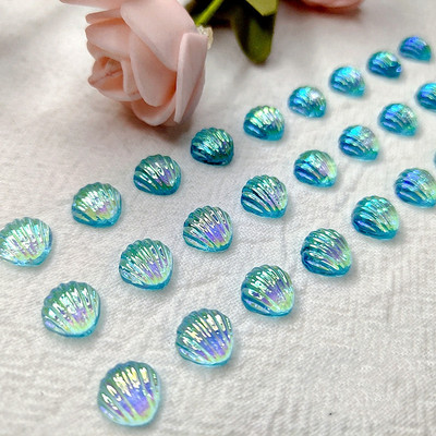 10*10mm Nail Adorn Aqua Transparent Shell Decorations Marine Sea Aurora Shell Embellish Manicure Glittering Tool Ornaments 20pc