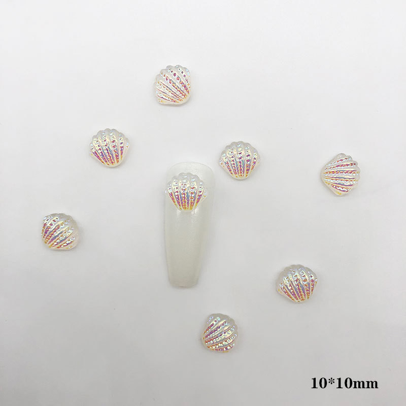 10*10mm Nail Adorn Aqua Transparent Shell Decorations Marine Sea Aurora Shell Embellish Manicure Glittering Tool Ornaments 20pc