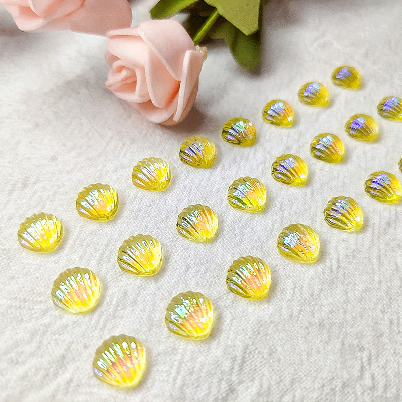 10*10mm Nail Adorn Aqua Transparent Shell Decorations Marine Sea Aurora Shell Embellish Manicure Glittering Tool Ornaments 20pc