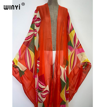 2022 WINYI beach cover up sweet lady pink boho Ζακέτα βελονιά κοκτέιλ σέξι Boho Maxi Holiday Batwing Sleeve προοπτική KIMONO