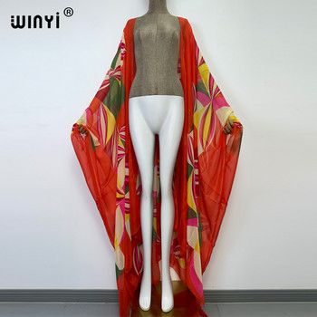 2022 WINYI beach cover up sweet lady pink boho Ζακέτα βελονιά κοκτέιλ σέξι Boho Maxi Holiday Batwing Sleeve προοπτική KIMONO