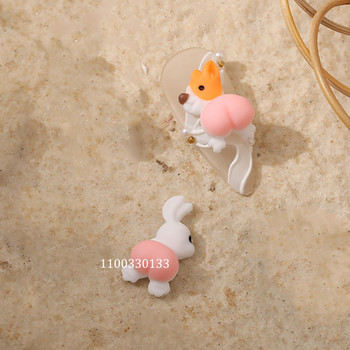 3D забавления от детството: Кученце Праскова Талисмани на ханша Зайче Заек Kawaii Задни части Декорации за нокти Kirky Кучета Прекрасни гелове за нокти Аксесоари