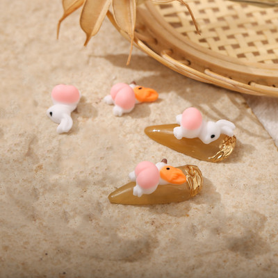 Distracție 3D pentru copilărie: Cățeluș piersică șolduri Charms Iepuraș iepure Kawaii Fese Decoratiuni pentru unghii Câini Kirky Accesorii minunate pentru unghii