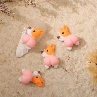 3D Zabave iz djetinjstva: Psić Breskva Bokovi Čarobnjaci Zeko Zec Kawaii Stražnjica Ukrasi za nokte Kirky Psi Lijepi gelovi za nokte Dodaci