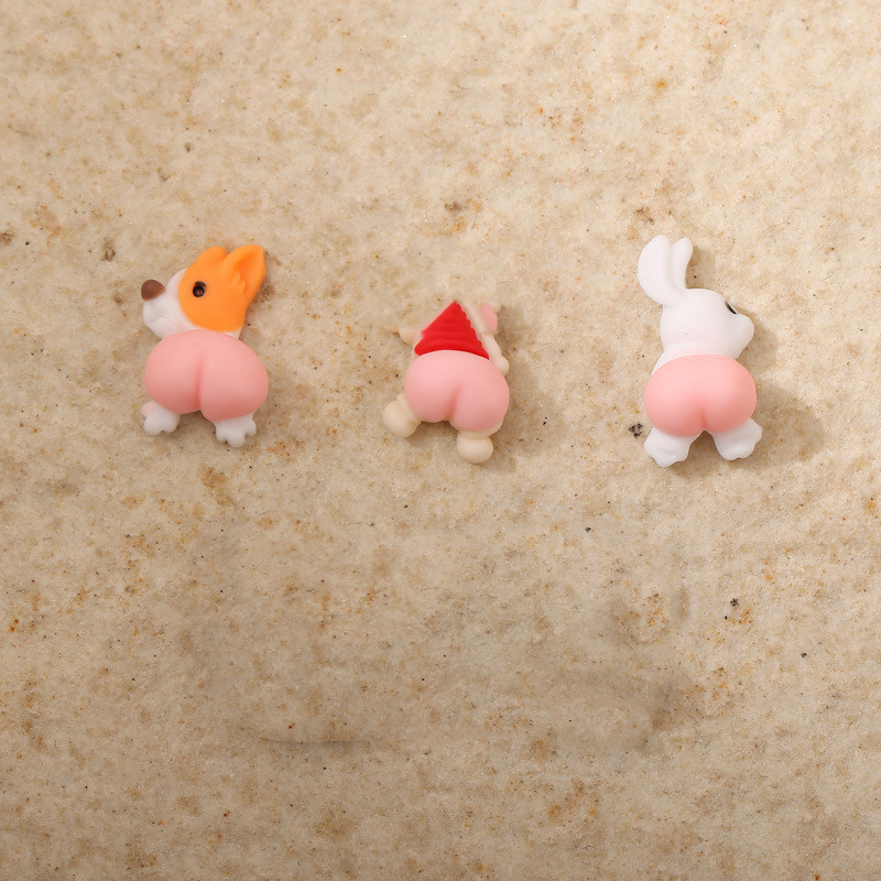 3D Zabave iz djetinjstva: Psić Breskva Bokovi Čarobnjaci Zeko Zec Kawaii Stražnjica Ukrasi za nokte Kirky Psi Lijepi gelovi za nokte Dodaci