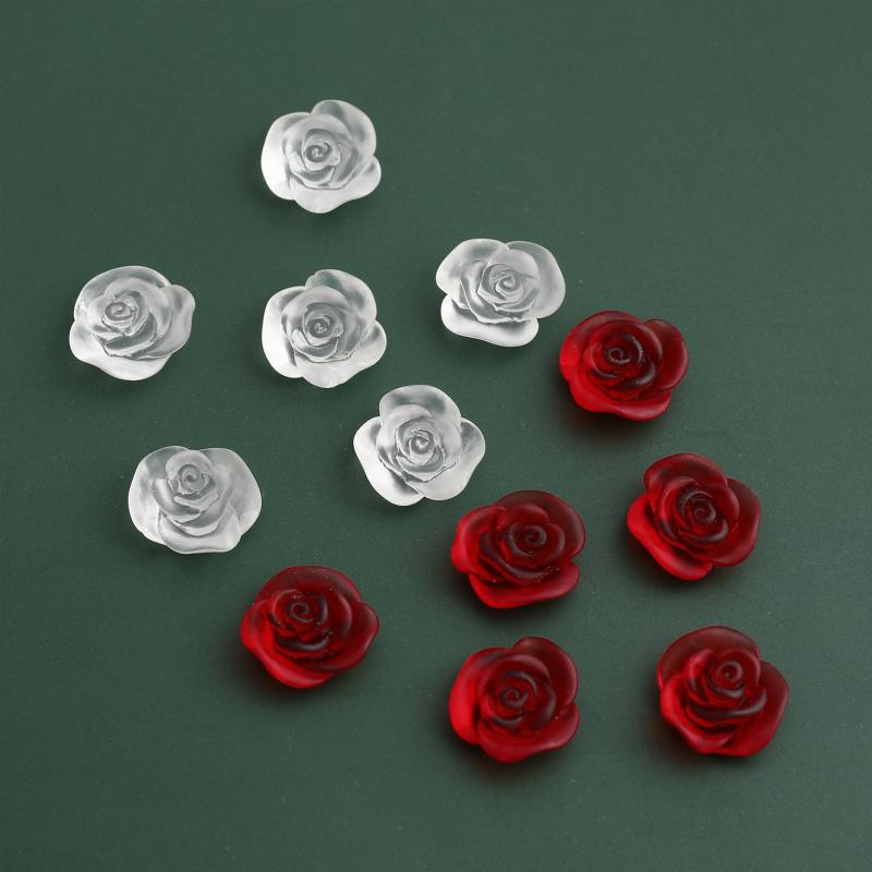 10db 3D matt francia virágok bájos dekorációk Nailart matt hideg hideg virágzó rózsa manikűr díszek Kiegészítők 15mm