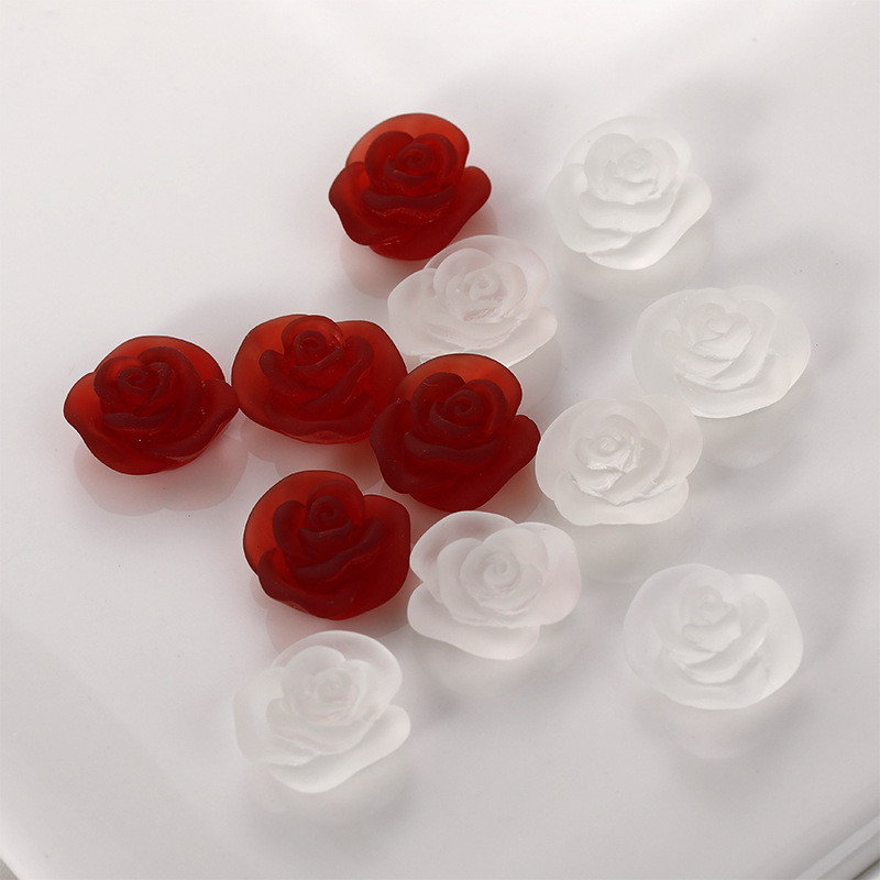10db 3D matt francia virágok bájos dekorációk Nailart matt hideg hideg virágzó rózsa manikűr díszek Kiegészítők 15mm