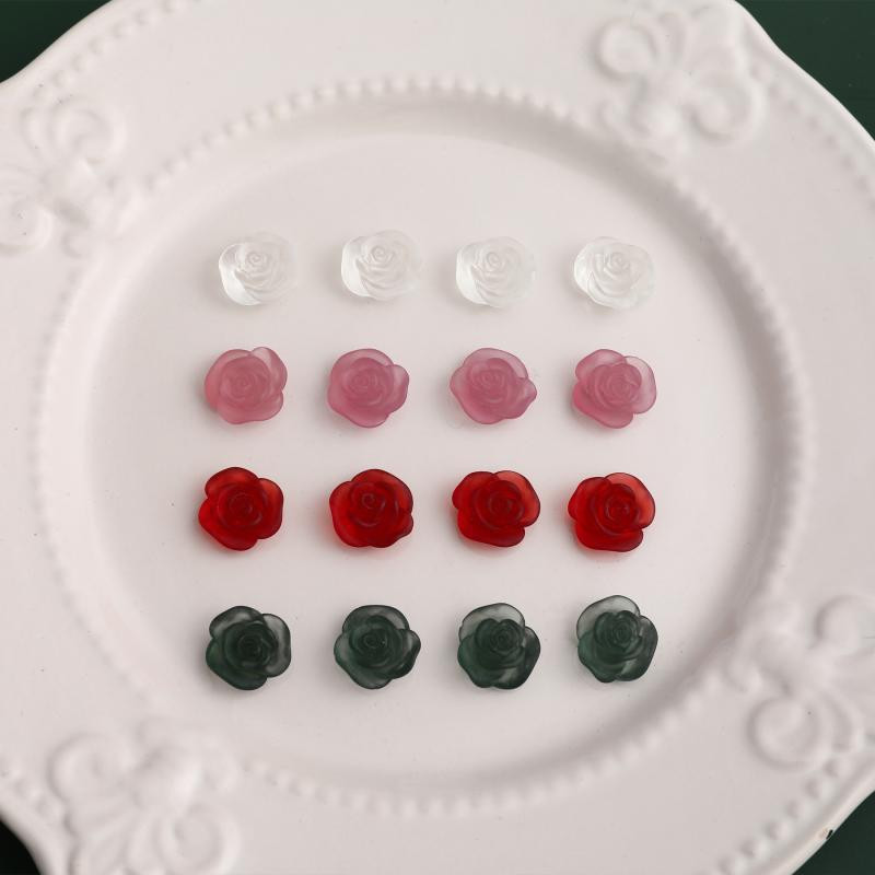 10db 3D matt francia virágok bájos dekorációk Nailart matt hideg hideg virágzó rózsa manikűr díszek Kiegészítők 15mm