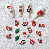 100 cs Božićni džepni medvjedi Nailart privjesci Lijepi pingvin Snjegović Božićni ukrasi Elk Jelen Darovi Nokti za drvce DIY dodaci od smole