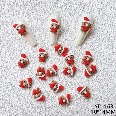 100 cs Božićni džepni medvjedi Nailart privjesci Lijepi pingvin Snjegović Božićni ukrasi Elk Jelen Darovi Nokti za drvce DIY dodaci od smole