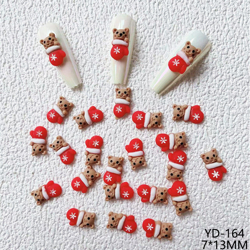 100 cs Božićni džepni medvjedi Nailart privjesci Lijepi pingvin Snjegović Božićni ukrasi Elk Jelen Darovi Nokti za drvce DIY dodaci od smole