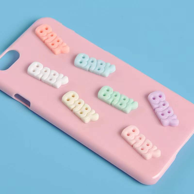 Cremă BEBE: Ins Celebrity Overstate Ornamente pentru unghii Sweety Honey Baby Cuvânt englezesc Ornament pentru decorare rășină Podoaba pentru unghii 2023