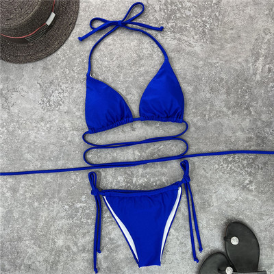 Szexi pántos pakolás brazil bikini női fürdőruha női fürdőruha Kétrészes bikini szett fürdőruha Swim V1229R