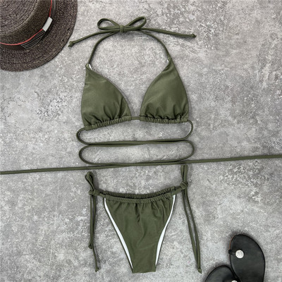 Szexi pántos pakolás brazil bikini női fürdőruha női fürdőruha Kétrészes bikini szett fürdőruha Swim V1229R