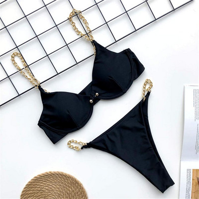 Új szexi pocak kivágott magas szárú, egyrészes fürdőruha női fürdőruha Női fürdőruha Golden Chain String fürdőruha Swim V1667R
