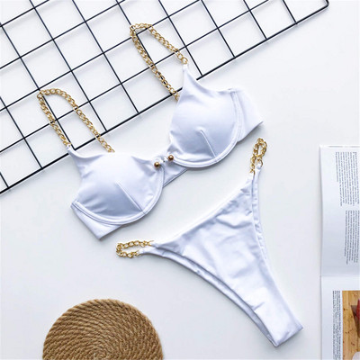 Új szexi pocak kivágott magas szárú, egyrészes fürdőruha női fürdőruha Női fürdőruha Golden Chain String fürdőruha Swim V1667R