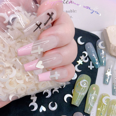 Moon-Star-Heart: Thick Shell Charms Nailtip Ornaments Moonlight Sailor Moon Girl Aκρυλικό ντεκόρ Μοναδικό λευκό αξεσουάρ νυχιών
