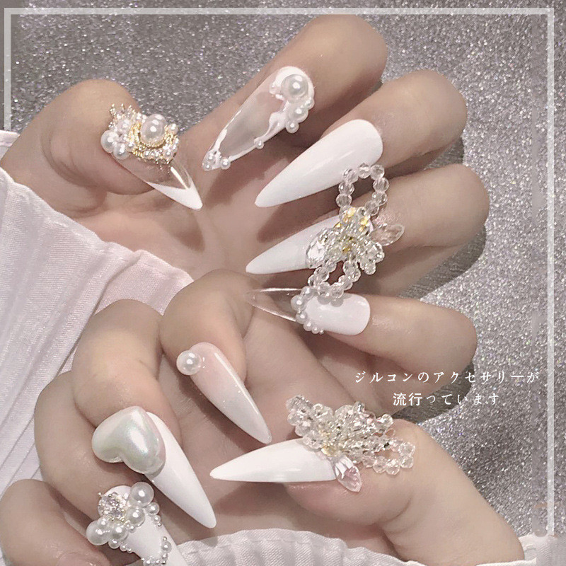 2022. Niche Vintage francuski leptir za ukrašavanje noktiju Kristalno prozirni ručno rađeni leptir s nitima od perli DIY ručni ukras za nokte