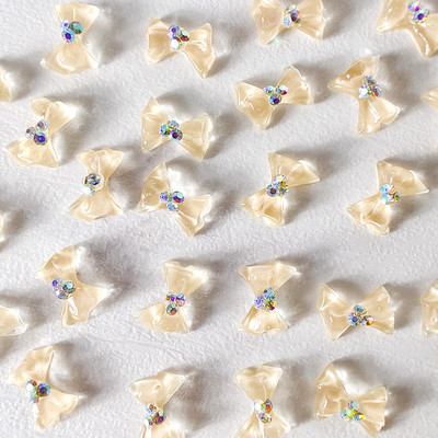 100 vnt Cool Summer Elf Jelly Clear Bow Knot Nagų pakabukai Symphony Mirksintis Elegantiškas peteliškės manikiūras puošia papuošalus nagų galiukų aksesuaras