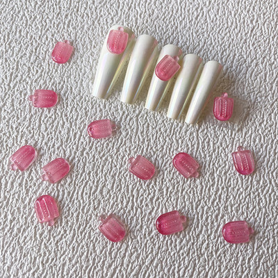 200db Ice Cream Pop Körömdíszek Gradiens Sakura Pink Childhood Kawaii Popsicle Resin Macaroon Nailarts Gel Kiegészítők Barkácsolás