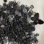 100db (Mix) Vintage Fekete Gyöngy csecsebecse Darkness Heart Floret Design Pillangó Bájos Dísz Gyanta körömvég Dekoráció Barkácsolás