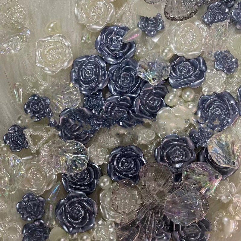 100db (Mix) Vintage Fekete Gyöngy csecsebecse Darkness Heart Floret Design Pillangó Bájos Dísz Gyanta körömvég Dekoráció Barkácsolás