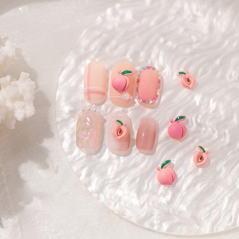 10 бр. Орнаменти за маникюр с медена праскова Shy Pink Girl Nails Fruit Resin Acrylic Embellishments Sweety Peach Nails Гелове Аксесоари