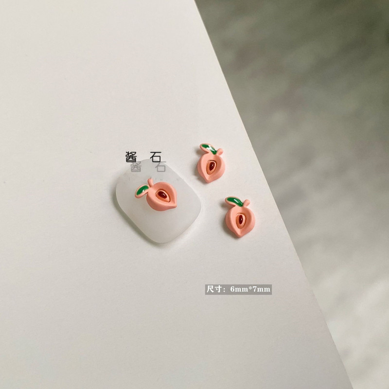 10 buc. Ornamente de manichiură cu miere de piersică, unghii pentru fetiță, roz timid, rășină de fructe, ornamente acrilice, accesorii pentru unghii dulce piersică.