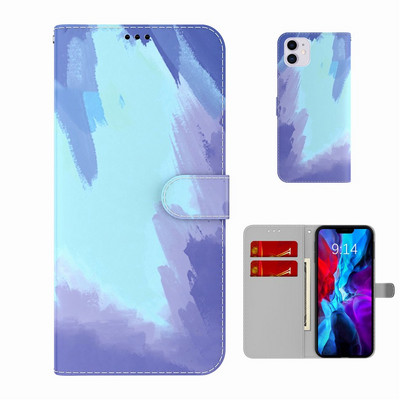 Ümbrisele LG K71 K62 K61 K52 K51S K50 K42 K41S K40S akvarelliga gradienttelefoni ümbris Klapp Nahast rahakoti kaardipesa kate D26F