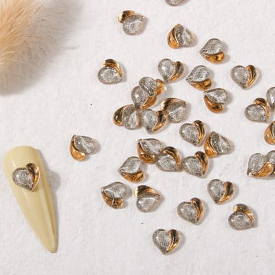 100db (egész) Peach Heart Enhancements Decors Nail Half Gold Punk+Mocha Sweetie Fruit Heart Ornaments Nail Gel Accessories 2022