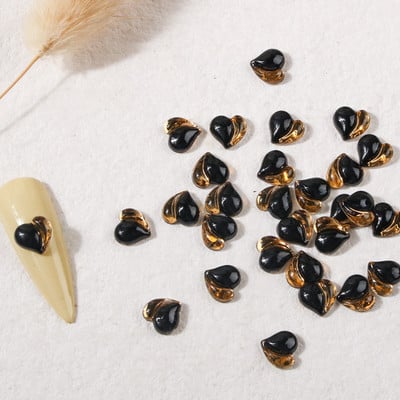 100db (egész) Peach Heart Enhancements Decors Nail Half Gold Punk+Mocha Sweetie Fruit Heart Ornaments Nail Gel Accessories 2022