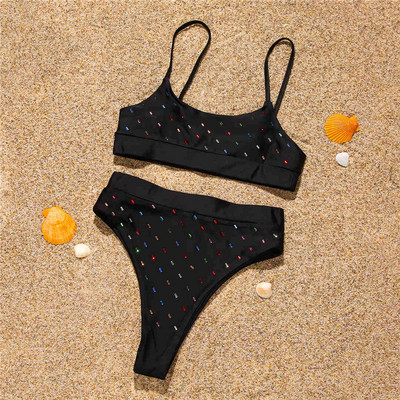 Szexi Bling flitterek magas derekú bikini női fürdőruha Női fürdőruha Kétrészes bikini szett fürdőruha Swim Lady V2821P