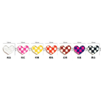 20 бр Damier Heart Nail Art Орнаменти Цветна шахматна дъска Сърце Смола Дрънкулки за декорации за маникюр Очарователна украса за нокти 3D