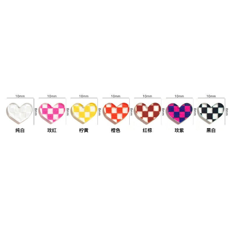 20db Damier szív körömdísz díszek színes sakktábla szívgyanta csecsebecsék manikűr díszítéshez Köröm Bájos Díszít 3D