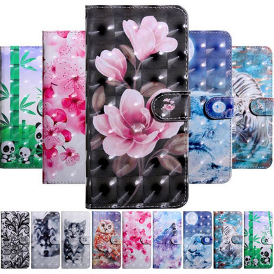 Сладко цвете, котка, куче, кожен калъф за телефон за Sony Xperia XA1 XA2 XA3 Z6 E6 XZ3 L1 L3 L4 Портфейл Капак на държача за карти D29G