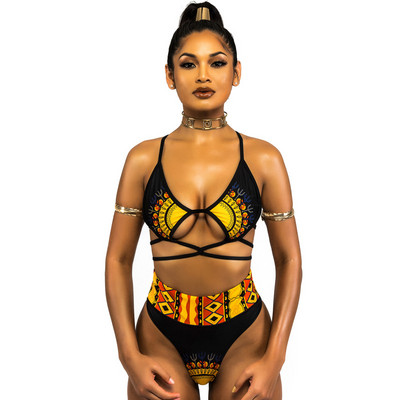 Afrikai mintás fürdőruha egyrészes fürdőruha 2018 női egyrészes fürdőruha Szexi fürdőruhák magas nyakú monokini bikini