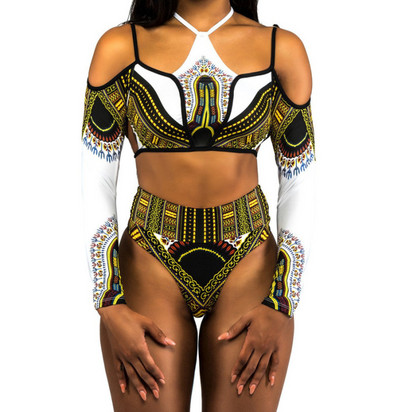 Afrikai mintás fürdőruha egyrészes fürdőruha 2018 női egyrészes fürdőruha Szexi fürdőruhák magas nyakú monokini bikini