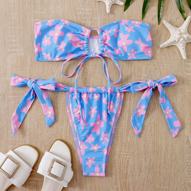 2022. Seksi bikini kupaći kostimi s volanima s printom Ženski kupaći kostimi Modni kompleti bikinija visokog struka Ljetni Push Up kupaći kostim