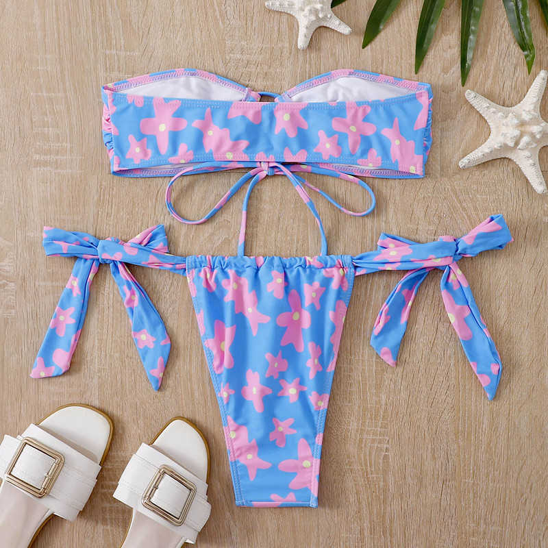 2022. Seksi bikini kupaći kostimi s volanima s printom Ženski kupaći kostimi Modni kompleti bikinija visokog struka Ljetni Push Up kupaći kostim