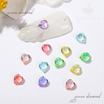 Невероятни диаманти: 50 бр. Мини сърце кристали за нокти Rainbow Diaphanous Kawaii Heart Gem Stones Стъклени върхове за нокти Бижута кристали