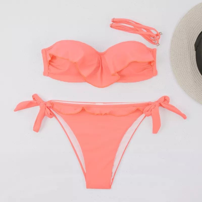 [Posebna ponuda] Ženski kupaći kostim Push Up bikini s volanima Ljetni kupaći kostim za plažu Ženski jednobojni tvornički outlet