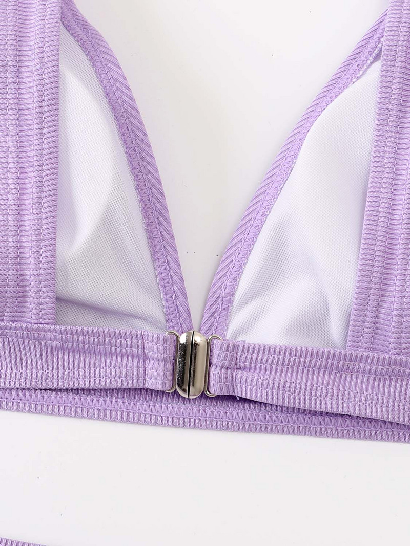 Fekete magas derekú bikini pitt szövet fürdőruha Női fürdőruha V nyakú fürdőruha női piros strandruha tömör bikini szett
