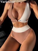 Szexi Splicing Cross Back Magas derekú bikini női fürdőruha Női fürdőruha Kétrészes bikini szett fürdőruha Swim V4217