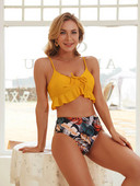 2022 μπικίνι ψηλόμεσο βολάν Γυναικείο μαγιό με κορδόνια Γυναικεία καλοκαιρινή στάμπα επίδεσμος παραλίας Σετ μπικίνι XL Beachwear Swim