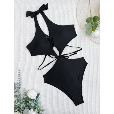 Novi seksi jednodijelni ženski kupaći kostim s omotom i mrežastim spajanjem, ženski kupaći kostim za kupanje bez leđa, monokini V4218