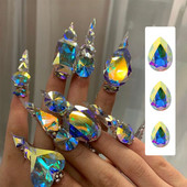 10*14mm OverState Esthetics köröm strassz sokoldalú AB oldali drágakő vízcsepp villogó üveg teknős hát köröm Crystal XL