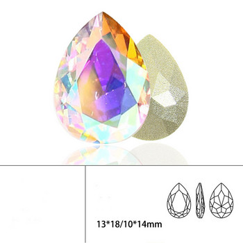 10*14 mm OverState Esthetics Nail Rhinestones MultiFaceted AB Side Gemstone Water Drop Flashing Glass Turtle Back Nail Crystal XL