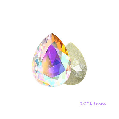 10*14mm OverState Esthetics köröm strassz sokoldalú AB oldali drágakő vízcsepp villogó üveg teknős hát köröm Crystal XL