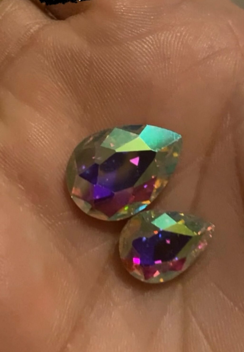 10*14mm OverState Esthetics köröm strassz sokoldalú AB oldali drágakő vízcsepp villogó üveg teknős hát köröm Crystal XL