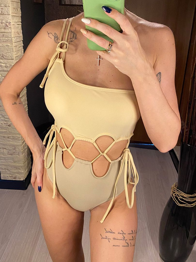 Jednodijelni ženski kupaći kostim s omotnim izrezom na jedno rame Ženski kupaći kostim s visokim izrezom i podstavljenim kupaćim kostimom Swim Lady V3395